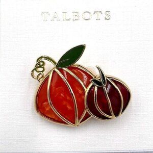 NWT Talbots Pumpkin & Gourd Enamel Brooch Pin